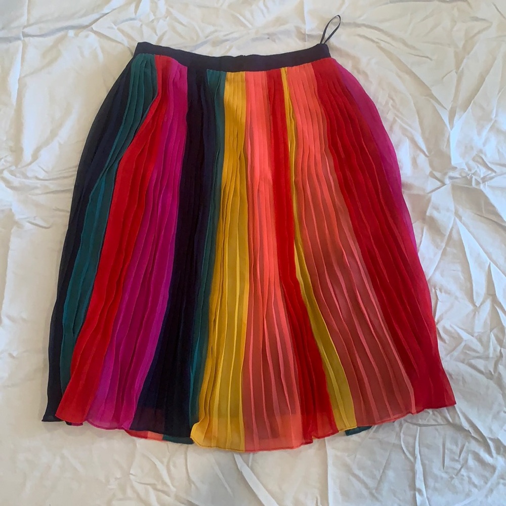 J. Crew Rainbow Pleated Midi Skirt sz 8 NWT